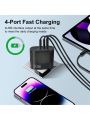 Black 3.5a Phone Charger, Multi-interface 2 Type-c Pd+2usb Charging Head, Portable Charger, Compatible With Xiaomi/huawei Adapter