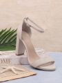 Women'S Fashionable Solid Color High-Heeled Sandals
