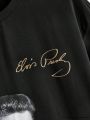 Elvis Presley X SHEIN Men Short Sleeve Portrait Print T-Shirt