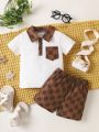 Baby Boys' Casual Printed Short Sleeve Polo Shirt And Shorts Set For Summer