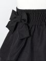 SHEIN Kids SUNSHNE Young Girls' Elastic Waist Bowknot Decor A-Line Skirt
