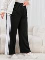 SHEIN Mulvari Black High Waisted Fashionable Sweatpants With Side Stripes
