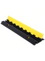 Premium Rubber Cable Protector 2 Channel 12,000 Lbs/Strip Load Capacity Traffic Wire Hose Ramp Cord Cover Yellow Black