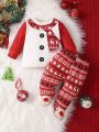 Baby Girl Christmas Print PJ Set