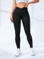 Women's Solid Color High-Waisted Sports Leggings
