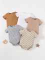 Summer Comfortable Infant Boys' Round Neck Short Sleeve Bodysuit Sets