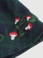 Fairycore Women's Mushroom Embroidered Plaid Skirt