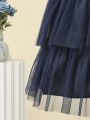 Girls' (big) Ruffled Puff Sleeve Tulle Layered Cake Dress, Formal Dress