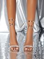 Diamante Strap Leg Wrap High Heel Sandals