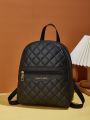 Quilted Letter Graphic Classic Backpack