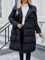 SHEIN Essnce Women'S Long Hooded Winter Padded Coat
