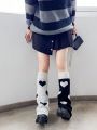 Anime Women's Heart Pattern Knitted Leg Warmers