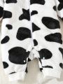 Baby Boy Cow Pattern 3D Ear Design Hooded Fluffy Jumpsuit