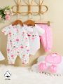 SHEIN 6pcs/Set Baby Girl'S Casual Cute Elf Pattern Printed Gift Set For Home And Daily Wear In Spring And Summer