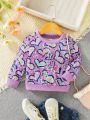 Baby Girl Heart Print Sweatshirt