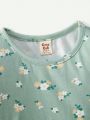 Cozy Cub Infant Girls' Cartoon Animal Pattern Round Neck Short Sleeve Pullover T-Shirt