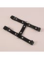 1pc Black Studded Leg Garter For Women With Elastic Band, Suitable For Festival Party Outfit And Daily Wear