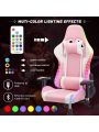 HomeMiYN Gaming Chair with Speakers Video and RGB LED Lights, PU Leather Ergonomic Racing Office Chair