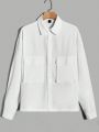 Manfinity Homme Loose Fit Men's Long Sleeve Button Up Shirt With Front Pocket
