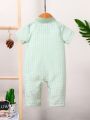 Baby Boy Casual Plaid Pattern Short Sleeve Romper