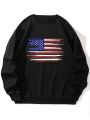 Men'S American Flag Printed Drop Shoulder Sweatshirt