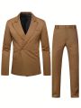 SHEIN Manfinity Mode Men Double Breasted Blazer & Suit Pants