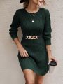Cable Knit Sweater Dress Without Belt