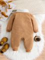 Baby Boy Teddy Lined Button Front Jumpsuit