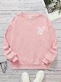 Teen Girl Heart Graphic Sweatshirt