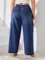 Plus Size Women'S Cargo Pocket Denim Jeans
