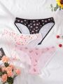 SHEIN 3pcs Lace Detailed Floral Printed Triangle Panties