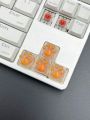 4pcs Cute Orange Scratch-resistant Transparent Abs Resin Cat Claw Designed Keycaps Fit For Cross-axis Mechanical Keyboard Keycap Decoration