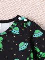 Baby Boy's Super Cool Alien Pattern Jumpsuit