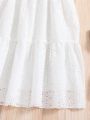 SHEIN Kids SUNSHNE Tween Girls' Flower Cut-Out Cake Dress With Elastic Waist, Perfect For Summer Vacation