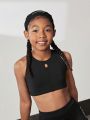 Tween Girl Hollow Out Sports Bra With Cross Back