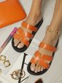 Women's Fashionable Orange Flat Sandals