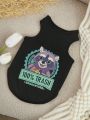 Geekydog 1pc Black Cute Raccoon Cartoon Printed Pet Dog/cat Vest