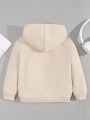 SHEIN Boys' Casual And Comfortable Letter Embossed Pattern Solid Color Hooded Sweatshirt