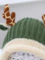 1pc Winter Thick Knitted Cartoon Christmas Reindeer Warm Child Hat For Boys And Girls