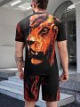 Manfinity LEGND Men's Lion Print T-shirt And Shorts Set