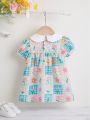 Baby Girl's Spring Summer Lovely Fresh Patterned Country Style Holiday Dress With Doll Collar Short Sleeve