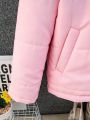 Girls' Gradient Color Plush Hooded -padded Coat (big Kids)