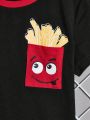 SHEIN Kids QTFun Young Boys' Casual Fries Print T-Shirt