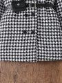 SHEIN Kids EVRYDAY Tween Girl 1pc Houndstooth Print Double Breasted Coat