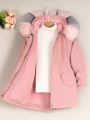 Girls' Long Hooded Coat With Collar