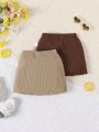 Baby Girl 2pcs/Set Casual And Cute Split Hem Skirt For Daily Wear In Spring And Summer
