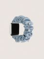 1pc Light Blue Faux Pearl Scrunchie Watch Band Compatible With Apple Watch 38/40/42/44mm, Suitable For Ultra/se/8/7/6/5/4/3/2/1