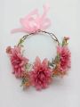 1pc Women's Pink Flower Crown Headband With '8' Design, Noble Bohemian Style, Perfect For Multiple Occasions