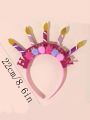 1pc Pink Candle Shaped Plush Hair Hoop For Women, Perfect As Photography Prop And Cartoon Headband Accessory For Party
