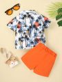 Baby Boys' Coconut Tree Print Short Sleeve Shirt And Shorts Set